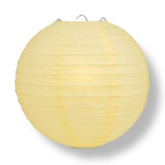20″ Lemon Yellow Chiffon Round Paper Lantern, Even Ribbing, Hanging Decoration