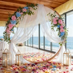 Wedding Arch Draping Fabric 28″x19FT, Sheer White Chiffon Backdrop, 2 Panels for