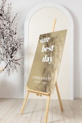 Wedding Welcome Sign – Gold Mirror Customized Sign – Wedding Reception Signage