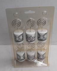 His & Hers Place Card Holders Set of 6 Wire Silver 1-1/8″ W Wedding White/Black