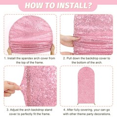 MODFUNS Glitter Arch Covers 7.2&6ft Pink Gold Wedding Arch Cover Set of 2