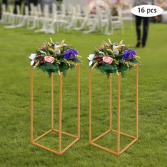 16pcs Flower Stand 60cm Gold Square Tube Wedding Party Decoration Display Holder