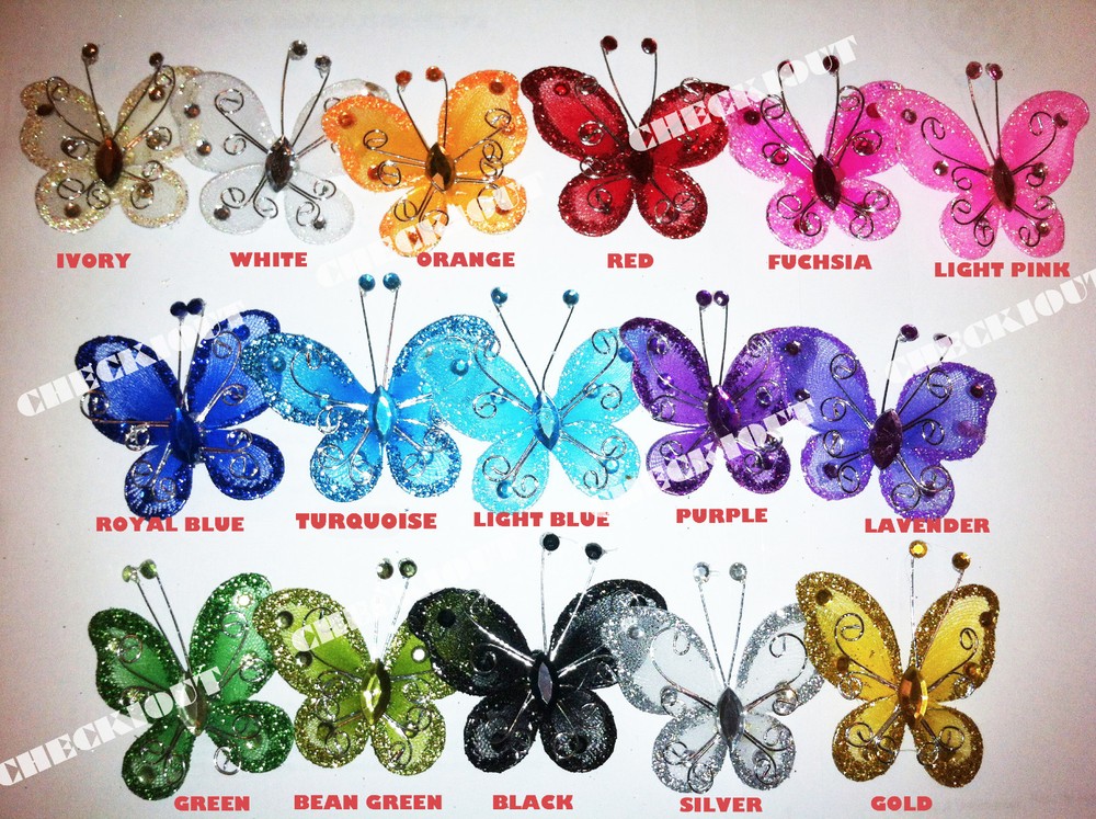 20 PCS 2″ Organza Tulle Butterflies Craft Wedding Party Floral DIY Decoration