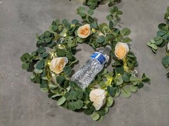 DIY centerpiece 3ft ring garlands with fairy lights and peach or white roses