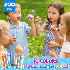 EagleStone 200 PCS Mini Bubble Wands in 10 Colors, Bulk Party Favors for Kids…