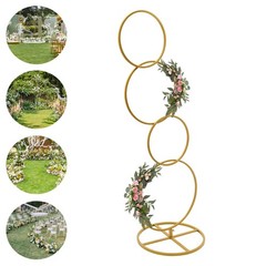 5.02ft High Metal Square Pillar Flower Stand, Gold Arch Stand With 4-tier