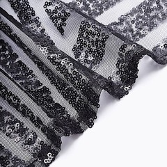 5 BLACK Tulle CHAIR SASHES Sequins Geometric Pattern Party Events Decorations