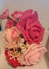 Set of 2 Hot Pink Rose/Pink Flower Corsages Prom Wedding Mothers Bridesmaid