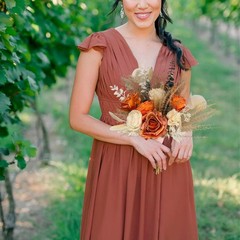 13.7″ Wide 2Pcs Fall Wedding Bouquets for Bridesmaids Burnt Oran
