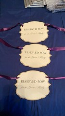 Reserved Row Signs for Wedding – Bride’s Family ~ Groom’s Family – Plum Ribbon