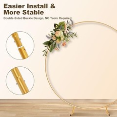 Metal Round Balloon Arch Kit, 7.2ft (2.2m) Golden Round Arch Stand Kit: 6.9FT