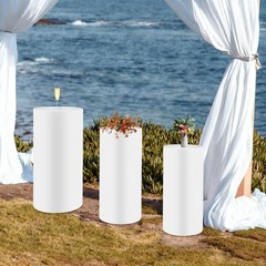 Metal Display Pedestal Stands 3 Pcs White 60×27/65×30/70x35cm Sturdy Cake Stand