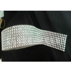1.55″ 10FT 8rows Silver Diamond Sparkle Rhinestone Wrap Ribbon Wedding Decor