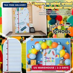 VitalCozy 7.2ft Notebook Arch Backdrop Cover Welcome Back to School Decoration S