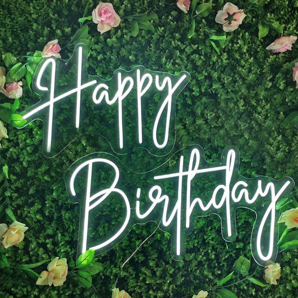 Large Happy Birthday Neon Signs LED Birthday Light Sign for Backdrop Birthday…