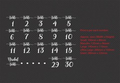 Wedding Table Number Decal Sticker for Bottle, Jar, Glass, Frame etc. Sold Each