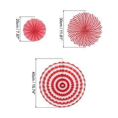 12Pcs Hanging Paper Fans Party Set Decoration for Home Birthday Wedding Red