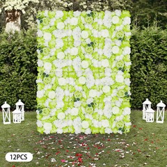 Artificial Flower Wall Panels – 12-Piece Silk Floral Decor 15×15 in