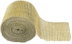 4.5″x10 YARDS GOLD DIAMOND MESH WRAP ROLL SPARKLE RHINESTONE CRYSTAL RIBBON