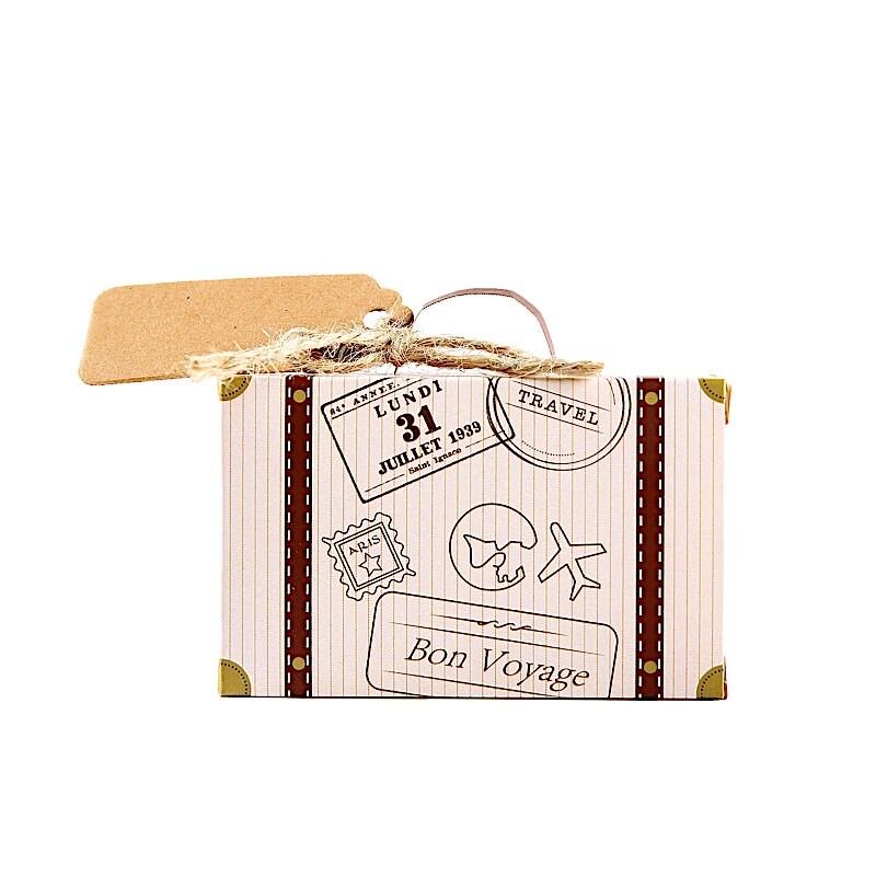 24 Light Brown Mini Suitcase Design Favor Boxes with Tags Party Events Supplies