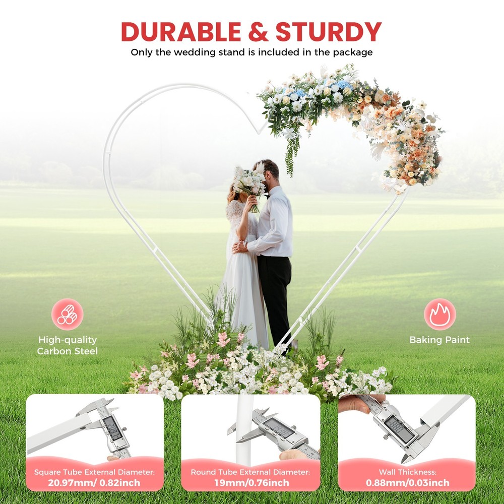 Dual Tube Metal Wedding Arch Backdrop, Heart-Shaped Wedding Arch Stand,