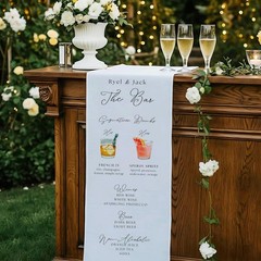 Custom Fabric Wedding Bar Menu Sign Signature Cocktails