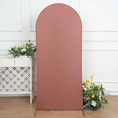 6 ft TERRACOTTA Matte Fitted Spandex Round Top Arch Backdrop STAND COVER Party