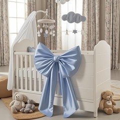 Elegant 40×24 Baby Blue Satin Bow – Oversized Wedding Decor for All Occasions