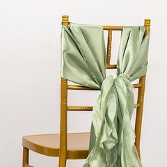 5 SAGE GREEN Curly Willow Chiffon Satin CHAIR SASHES Party Event Decorations