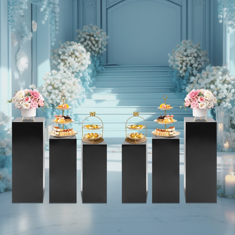 Black Metal Stand Display Pedestal Base 6PCS Square Metal Stands Display Pillars