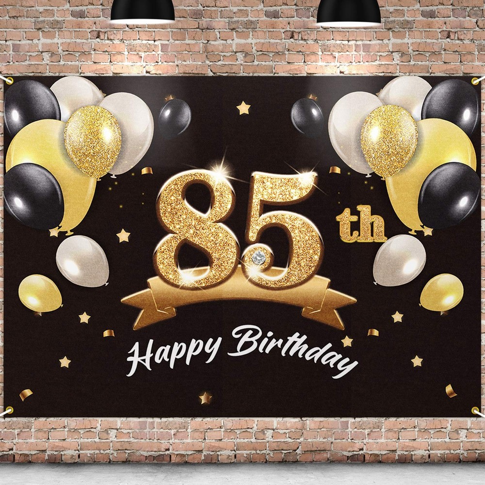 Happy 85th Birthday Banner Backdrop – 85 Birthday Party Decorations Supplies …