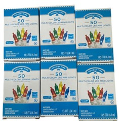 Holiday Time 50 LED Multi-Color Mini Lights. Save Energy White Wire. Lot Of 6