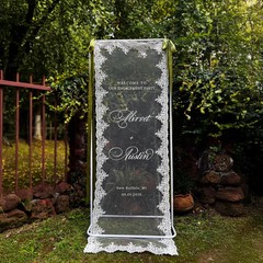 Sheer Lace Night Before Wedding Sign, Rehearsal Dinner Banner Decor