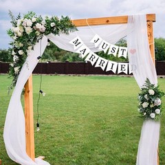 Just Married Car Decorations Sign Wedding Banner Set Car Sign Decor Ribbon