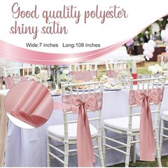 Showgeous 60 PCS Rose Gold Satin Chair Sashes Bows Decoration Chair Cover for…