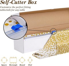 54 Inch X 300 Feet Plastic Table Cloths W/ Cutter Box White Disposable Table