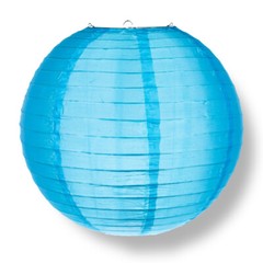 20″ Sky Blue Nylon Lantern, Even Ribbing, Durable, Hanging Decoration