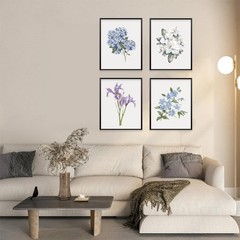 Locomiss Watercolor Floral Wall Art Posters, Rustic Cottagecore Hydrangea Iri…