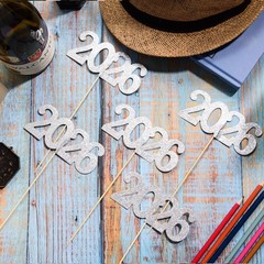 12 Pieces Glitter 2026 Centerpiece Sticks Silver Double Sided 2026 Graduation…