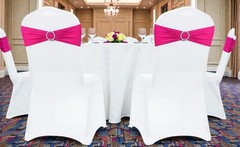 Pack of 10 Spandex Chair Sashes with Elegant Silver Buckle – Magenta