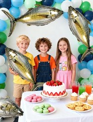 8PCS Tuna Fish Balloons Realistic Tuna Balloons Fishing Birthday Party Decora…