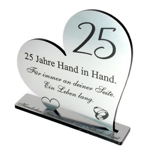 Silver Wedding Gift 25 Years Marriage Anniversary Silver Wedding Decoration Heart 10cm