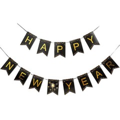 MiniRed New Year Banner 2026, Happy New Year Bunting Banner with Shiny Gold L…