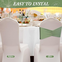 100 Pcs Spandex Chair Sashes Bows Bands Slider Sashes for Chair Covers Elastic B