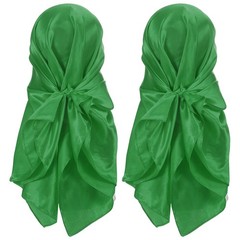 2Pcs 35 Inch Square Satin Head Scarf Silk Feeling Hair Scarf, Green