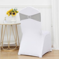 Pack Spandex Chair Sashes Bows Stretch Chair Bands with Buckles 50 Silver Grey