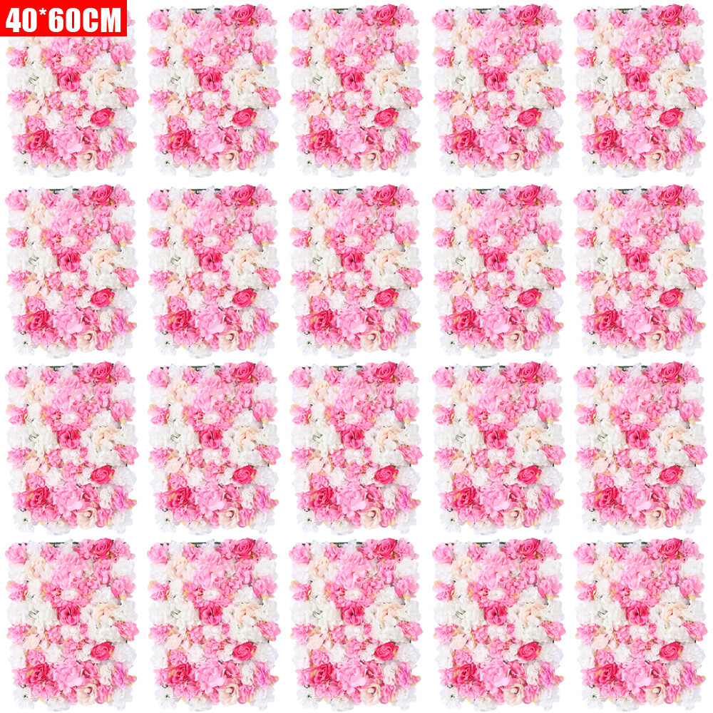 40 x 60 cm 20Pieces Flower Wall Champagne White & Pink Rose Panel Floral Decor.