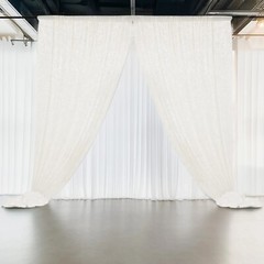 WHITE 5 ft Premium Velvet Backdrop Curtain Party Wedding Event Booth Decorations