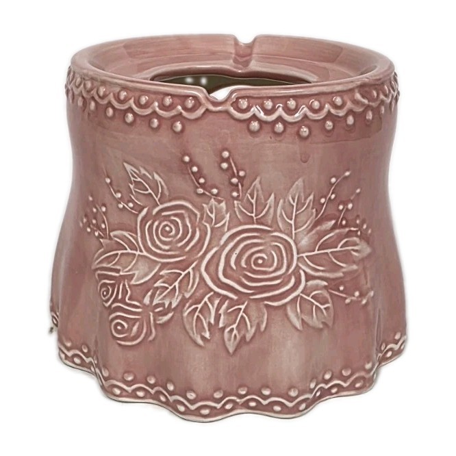 Vintage Ceramic Candle Shade Tealight Luminary Pink Roses Shabby Chic Cottage