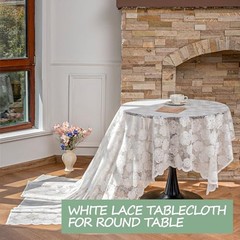 White Lace Tablecloth 54 X 54 Inches Square 54″ x 54″ (Square) Camellia White